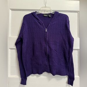 Women’s PB Basics Purple Long Sleeve Hooded Zip Up Sweater Size Medium